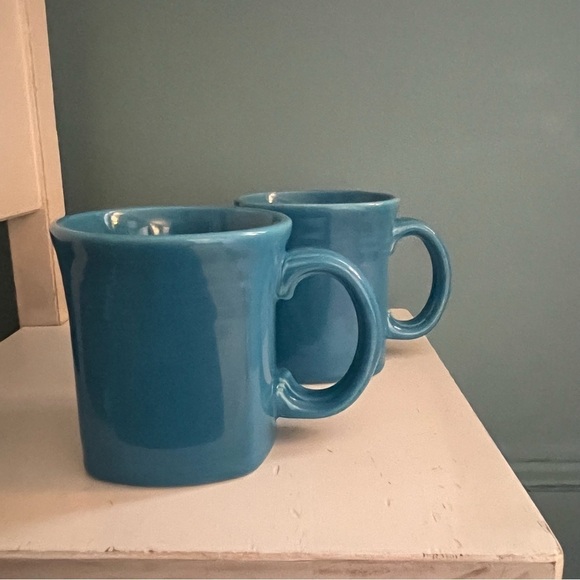 Fiesta Square Mugs (2), Made in USA, Vintage. Peacock Blue - Picture 6 of 15